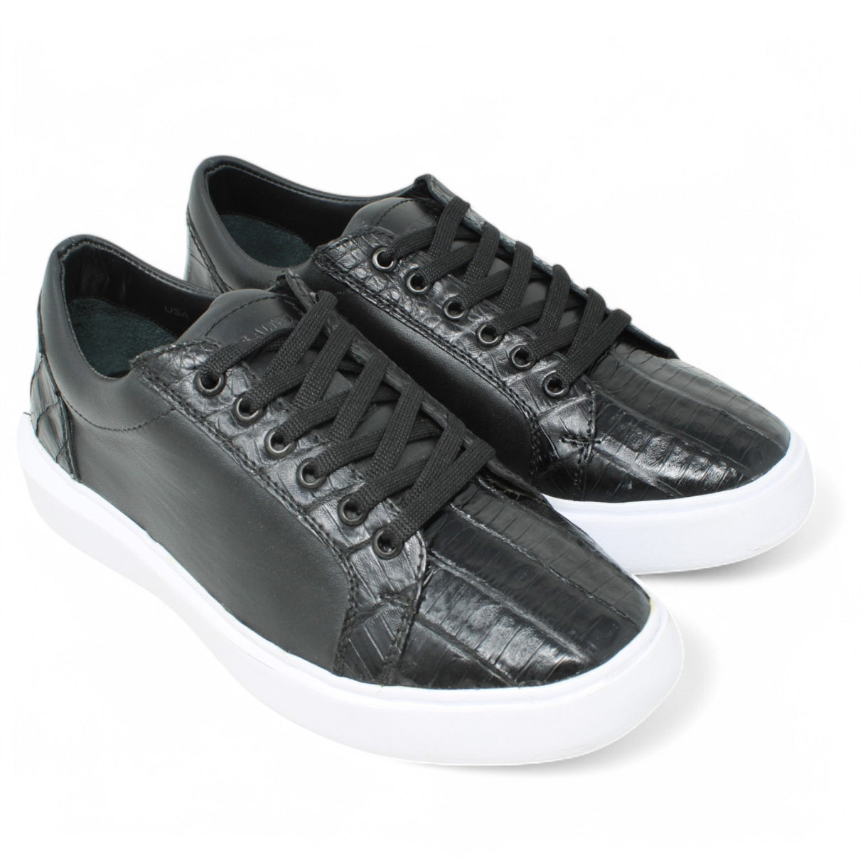 Genuine Caiman Belly Skin Sneakers - Black