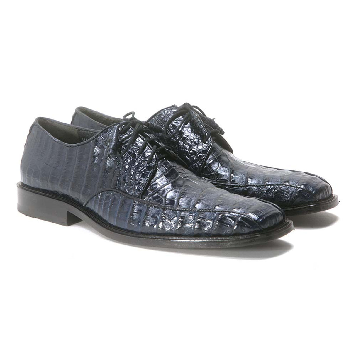 Genuine Caiman Belly Skin Oxford Dress Shoes - Navy