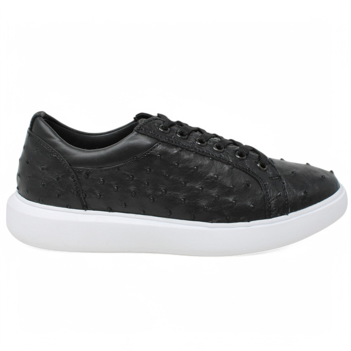 Genuine Full Quill Ostrich Skin Sneakers - Black