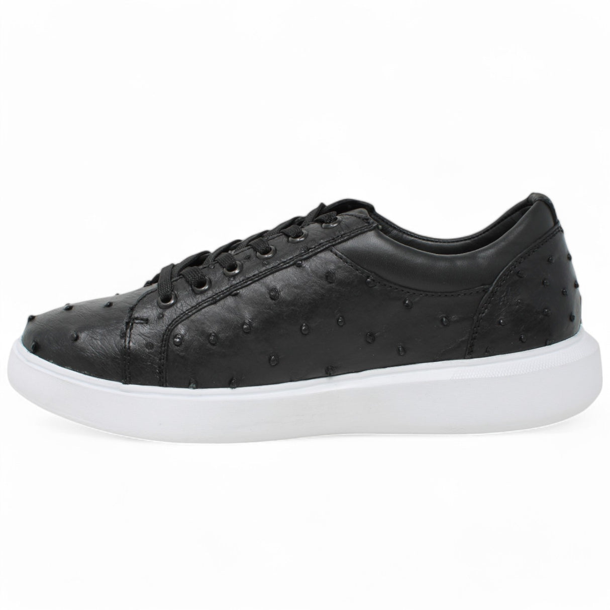 Genuine Full Quill Ostrich Skin Sneakers - Black