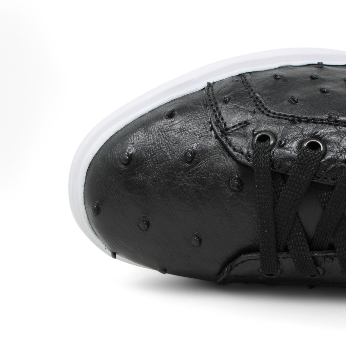 Genuine Full Quill Ostrich Skin Sneakers - Black
