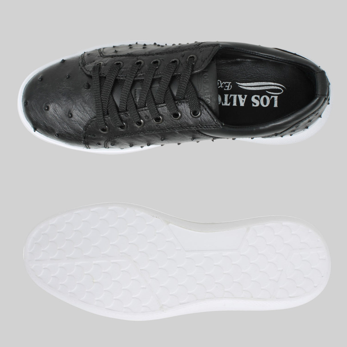 Genuine Full Quill Ostrich Skin Sneakers - Black