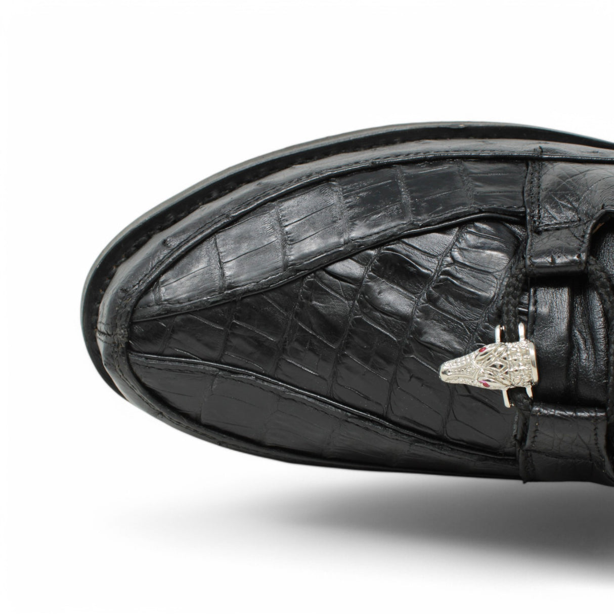 Genuine Caiman Belly & Ostrich Skin High Top Sneakers - Black