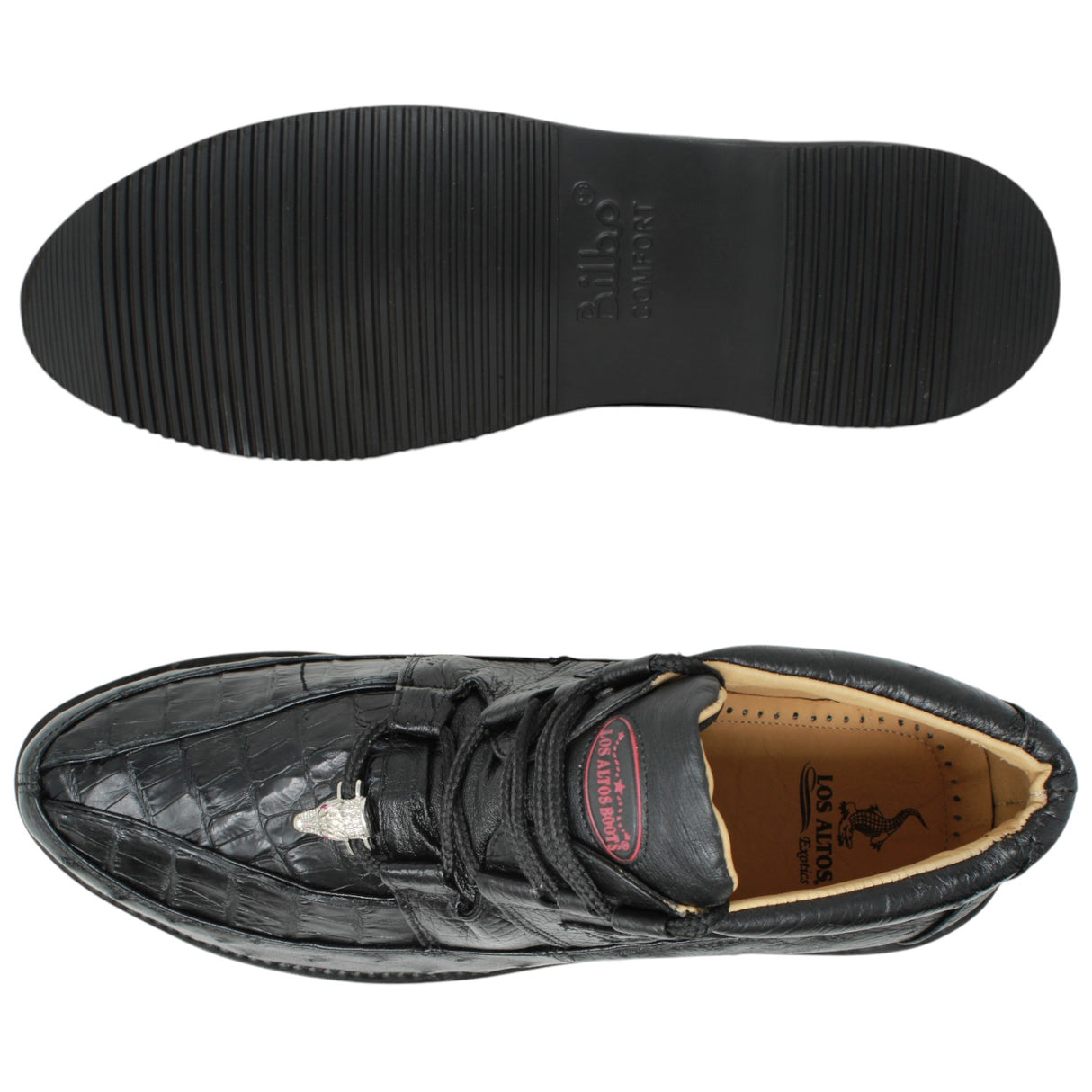 Genuine Caiman Belly & Ostrich Skin High Top Sneakers - Black