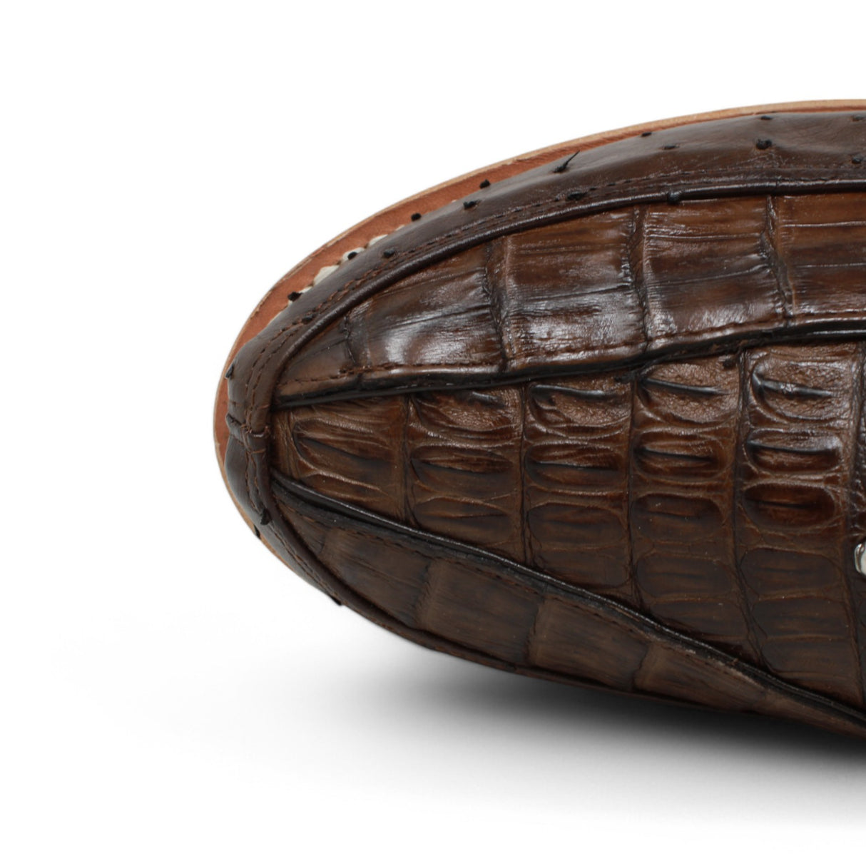 Genuine Caiman Belly & Ostrich Skin High Top Sneakers - Brown