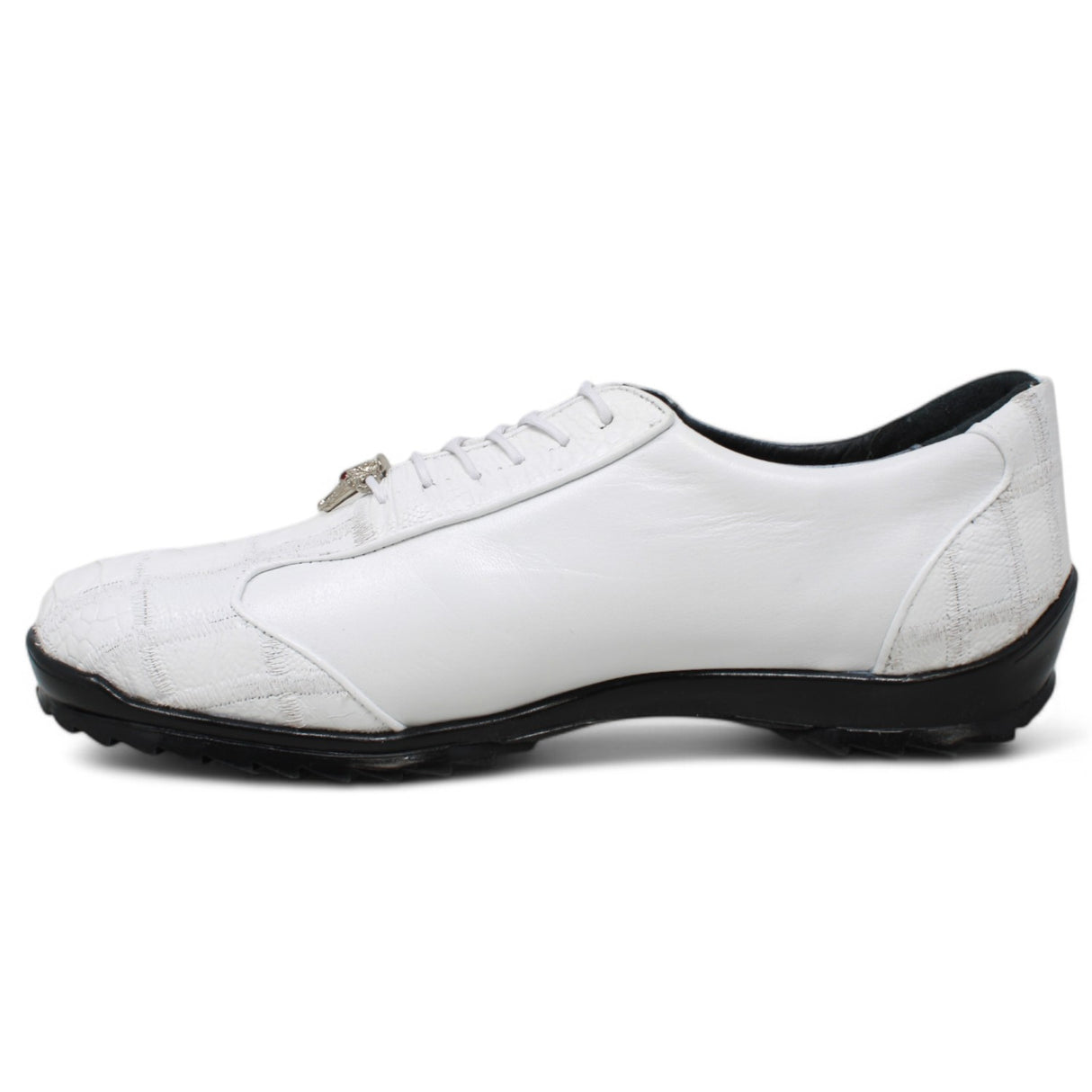 Genuine Ostrich Leg Skin Sneakers - White