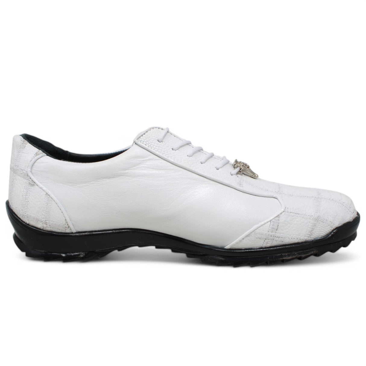 Genuine Ostrich Leg Skin Sneakers - White
