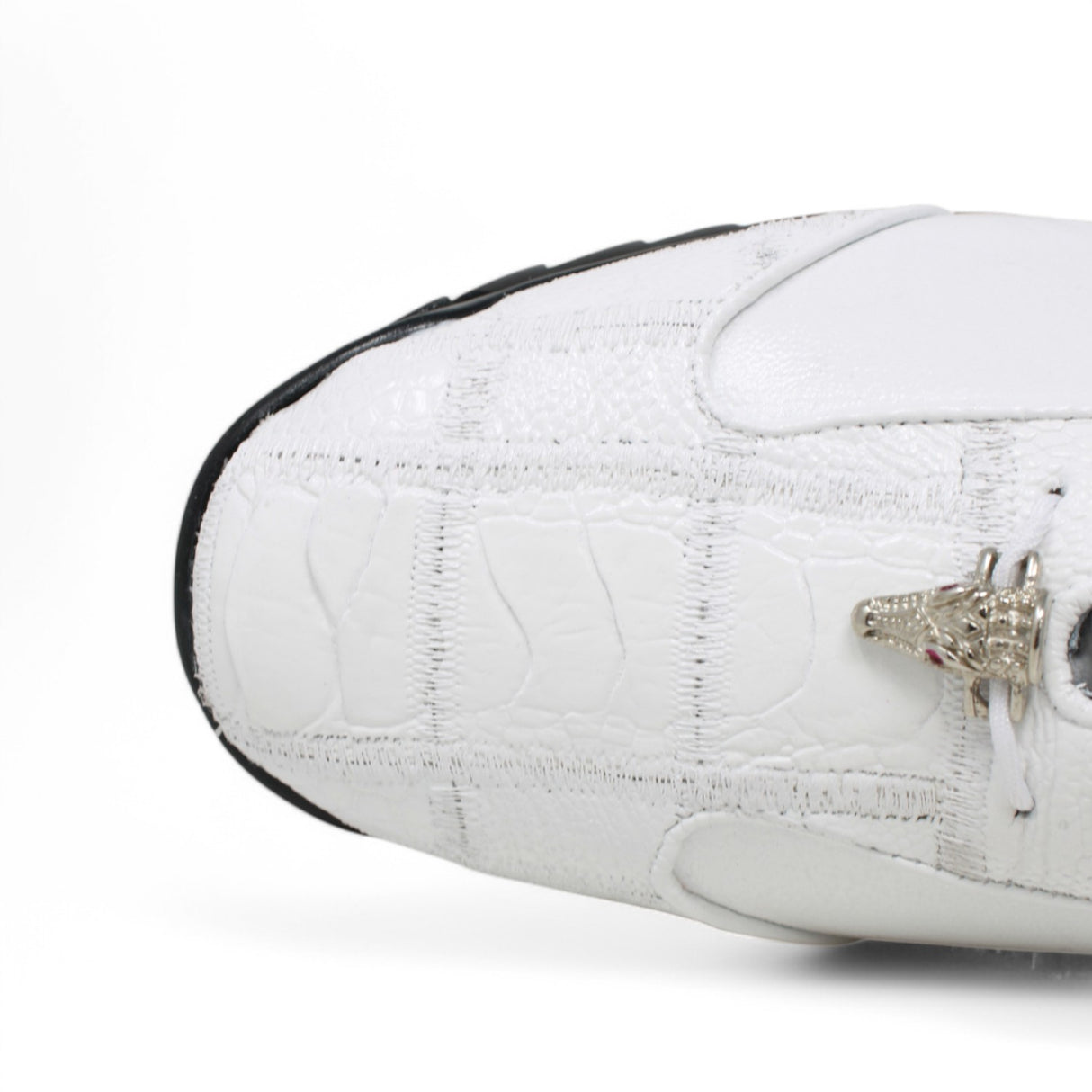 Genuine Ostrich Leg Skin Sneakers - White