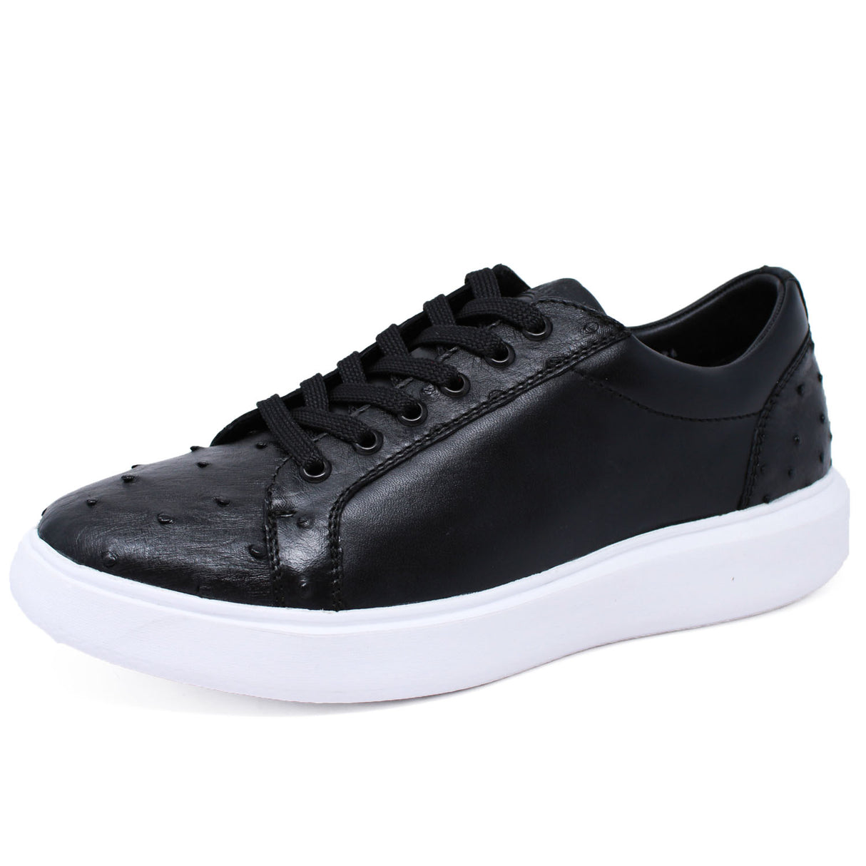 Genuine Ostrich Skin Sneakers - Black