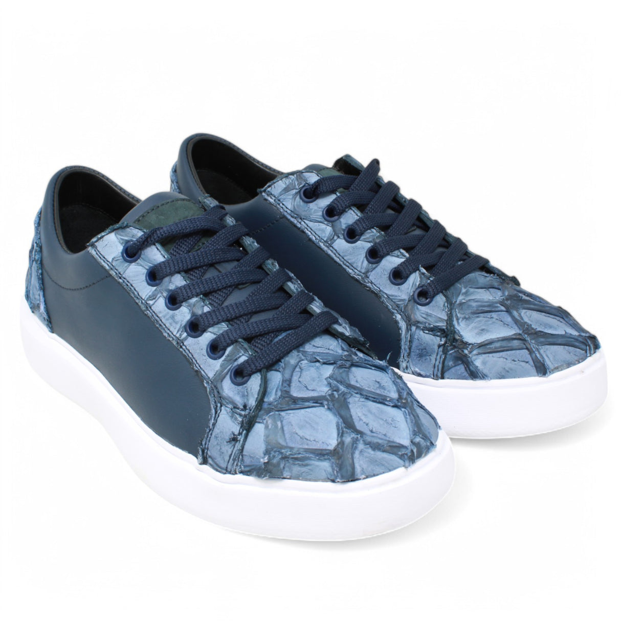 Genuine Pirarucu Fish Skin Sneakers - Blue