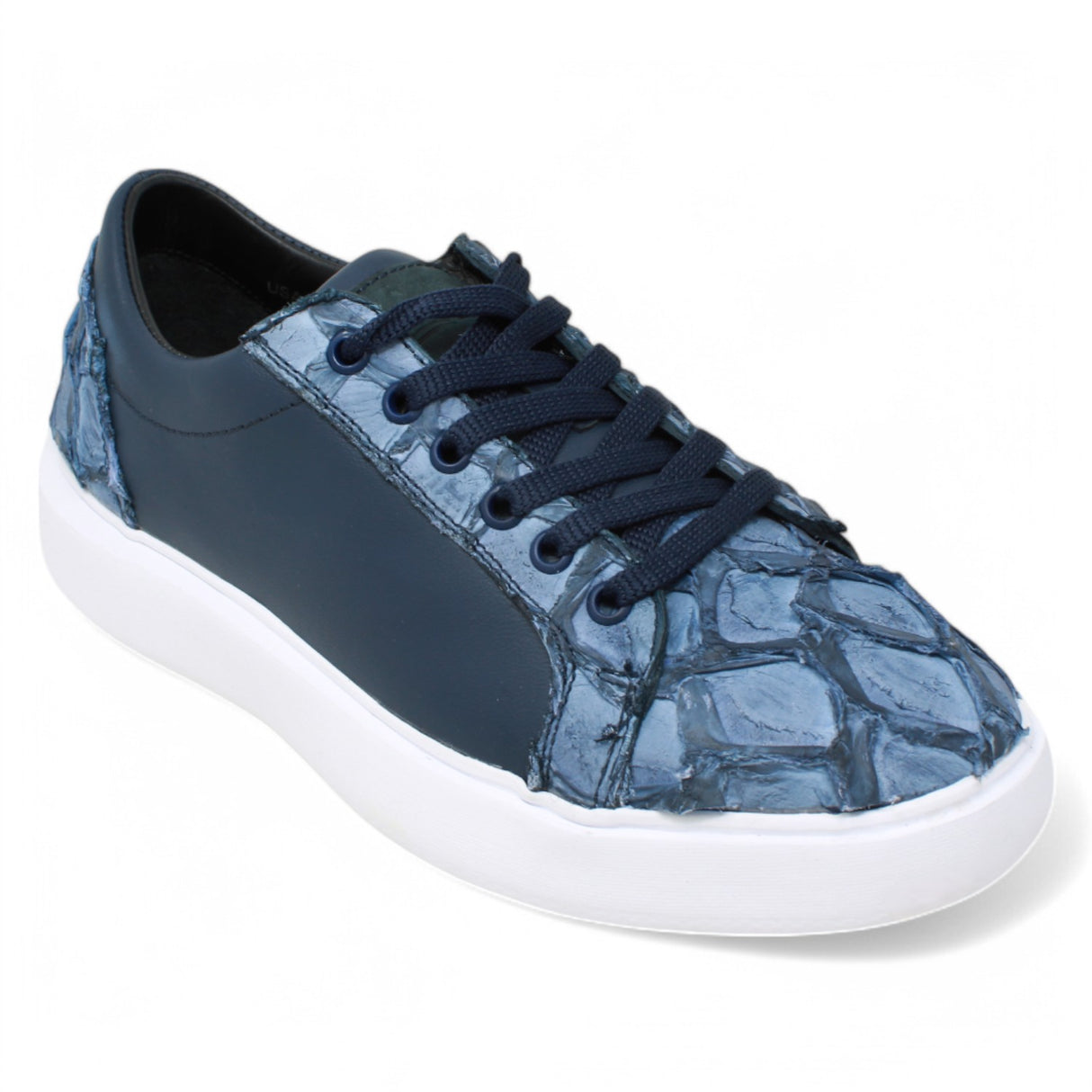 Genuine Pirarucu Fish Skin Sneakers - Blue