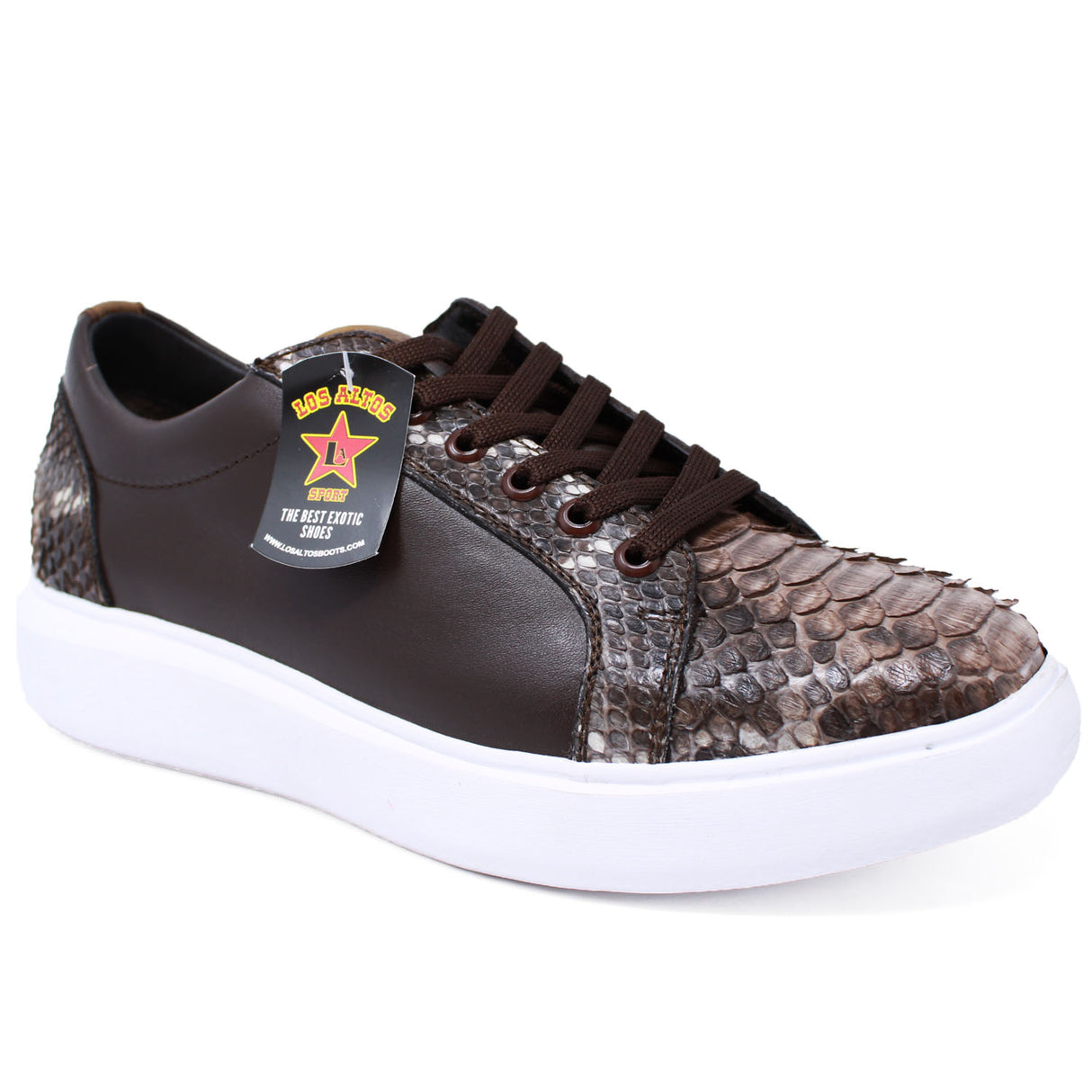 Genuine Python Skin Sneakers - Rustic Brown