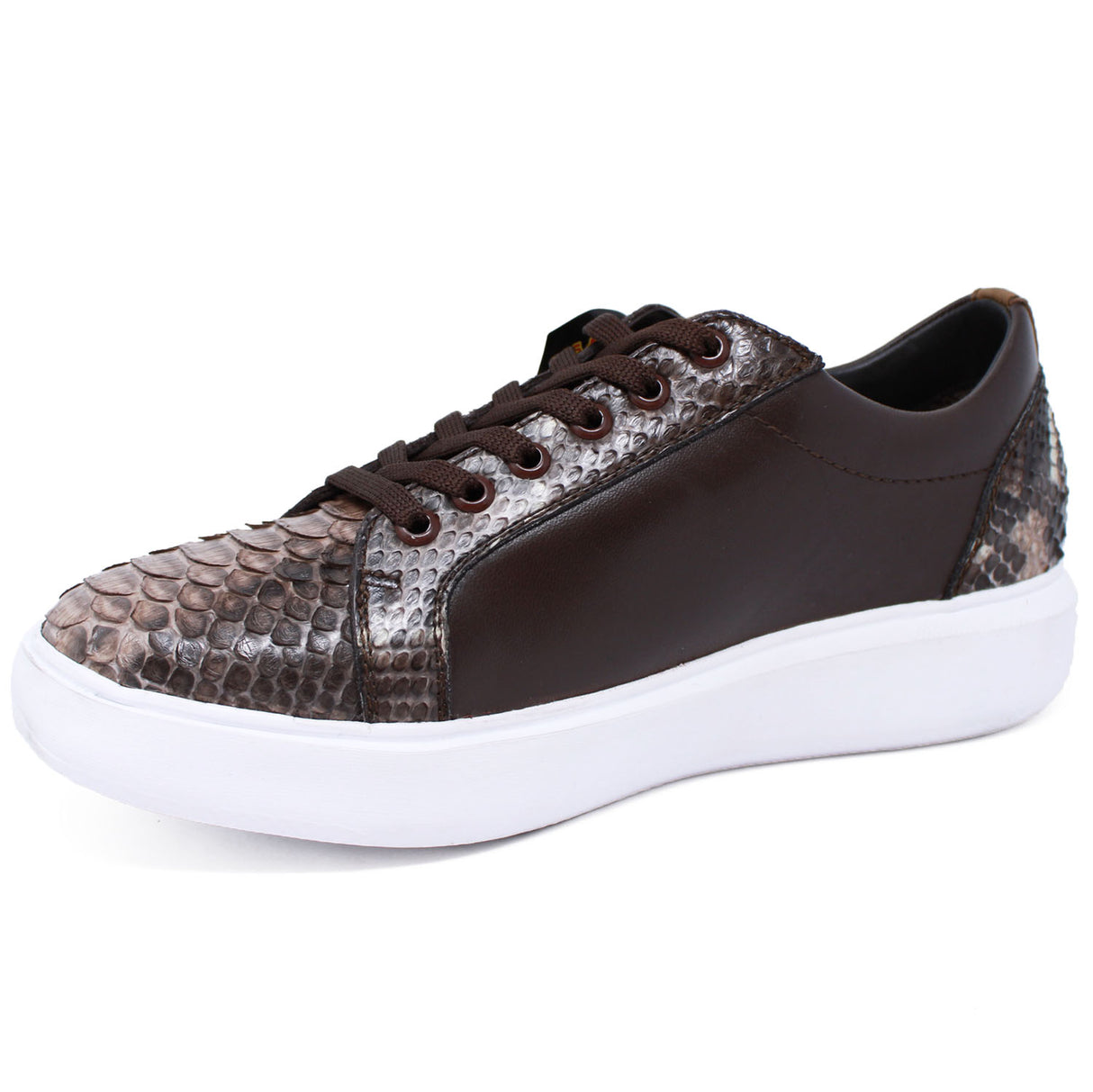 Genuine Python Skin Sneakers - Rustic Brown