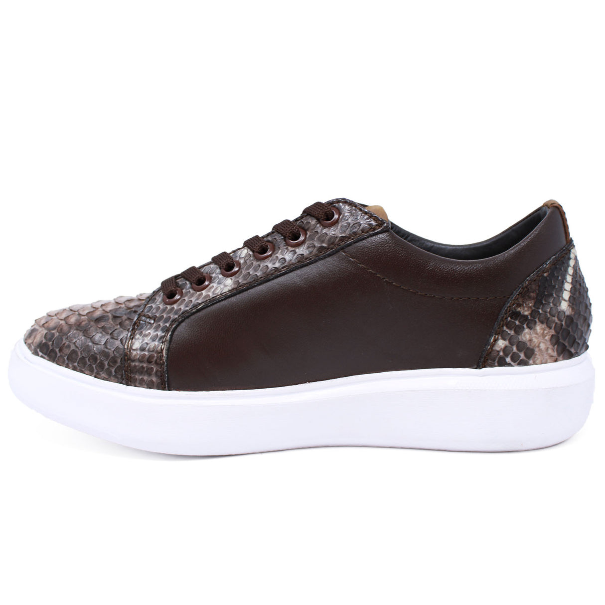 Genuine Python Skin Sneakers - Rustic Brown