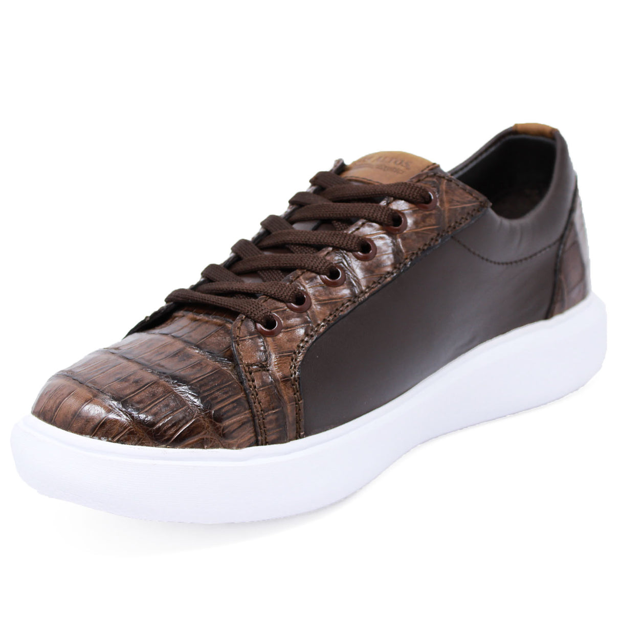 Genuine Caiman Belly Skin Sneakers - Brown