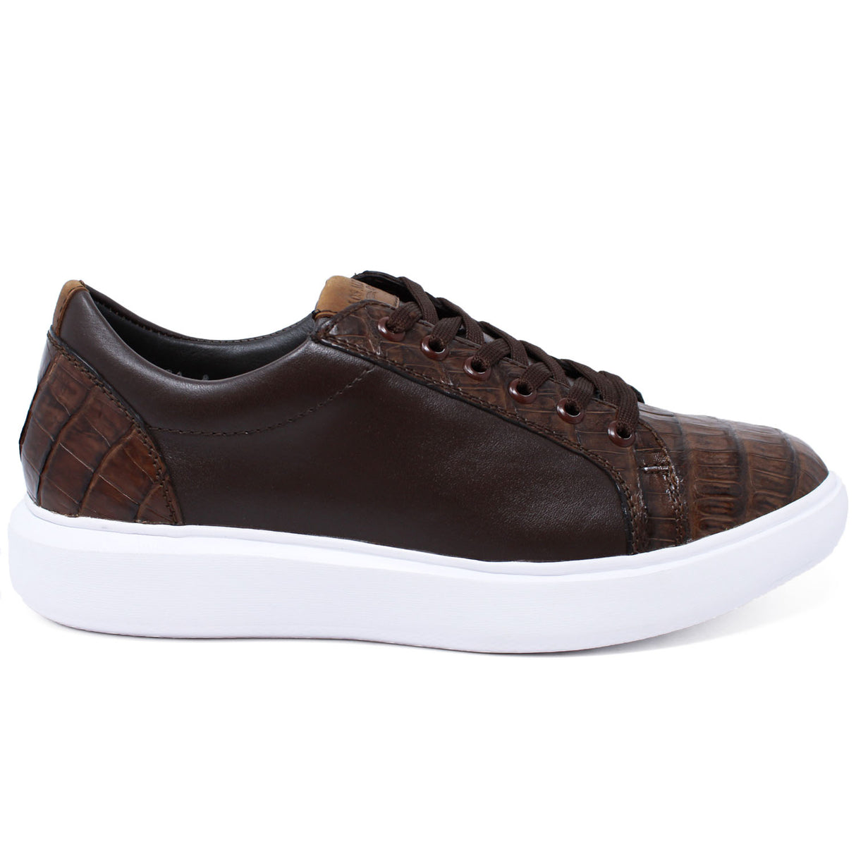 Genuine Caiman Belly Skin Sneakers - Brown