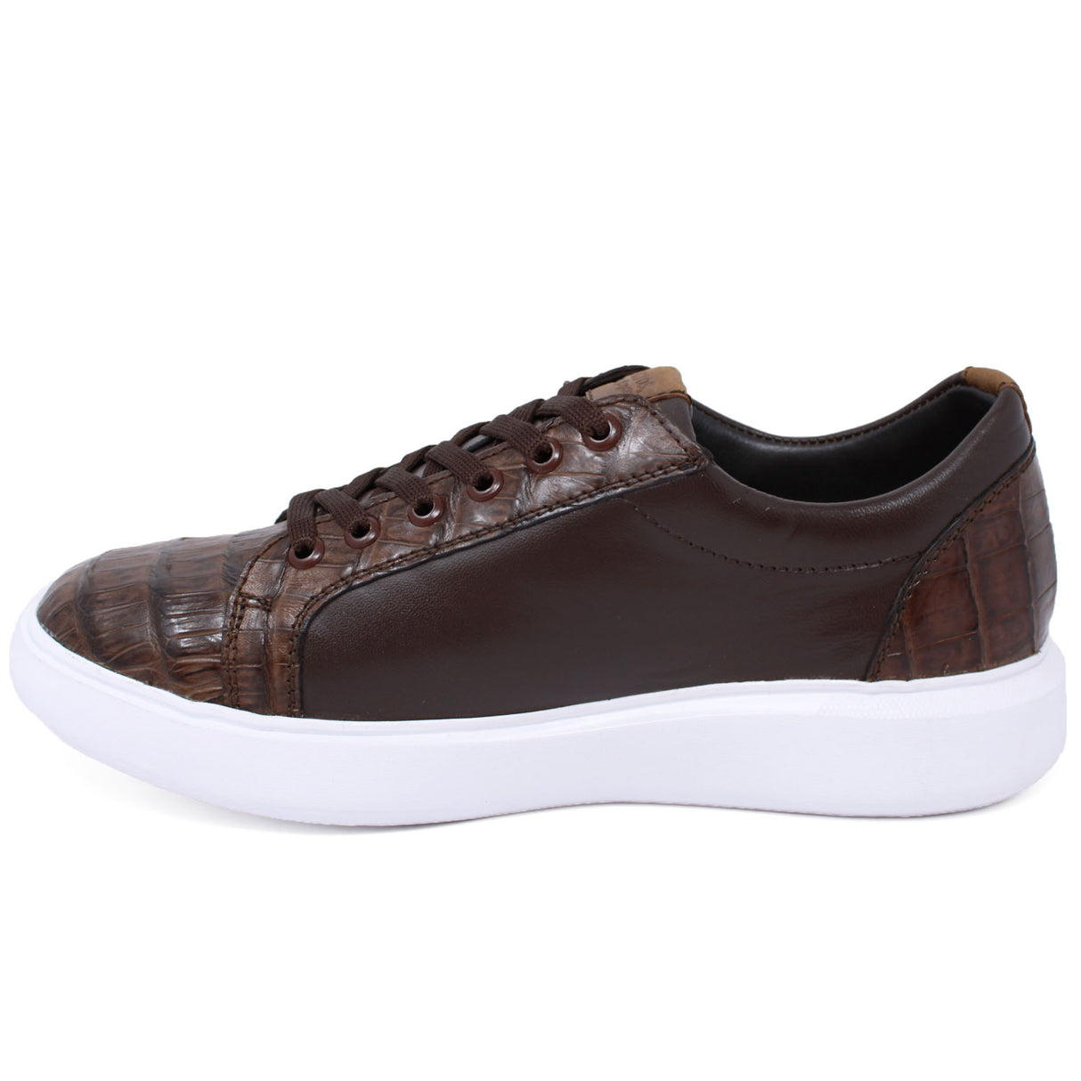 Genuine Caiman Belly Skin Sneakers - Brown