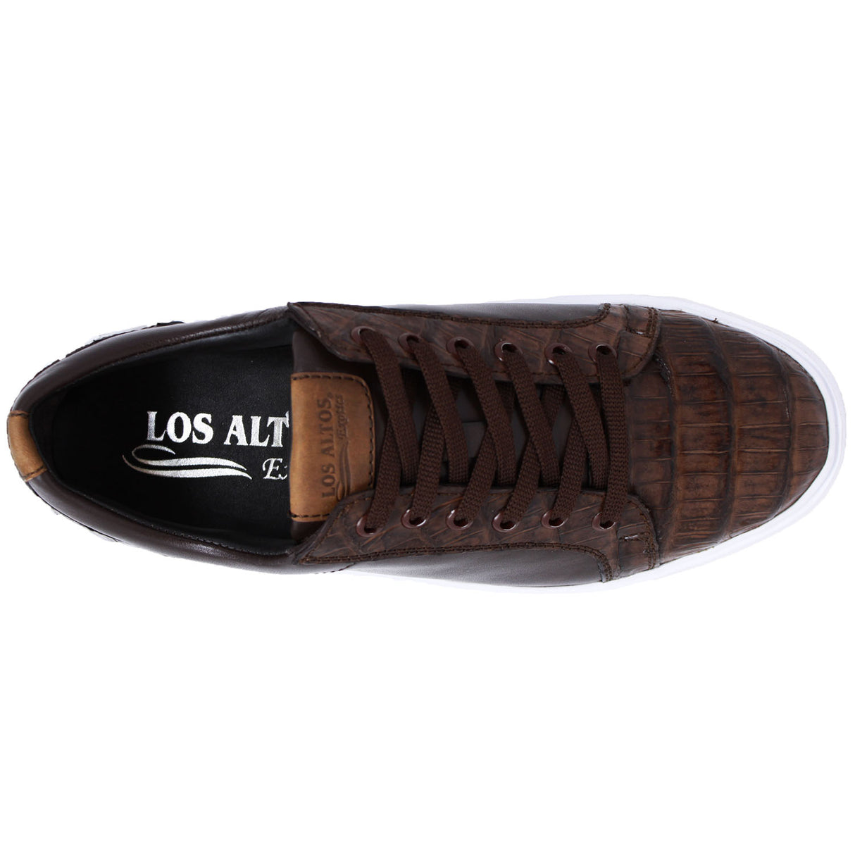 Genuine Caiman Belly Skin Sneakers - Brown