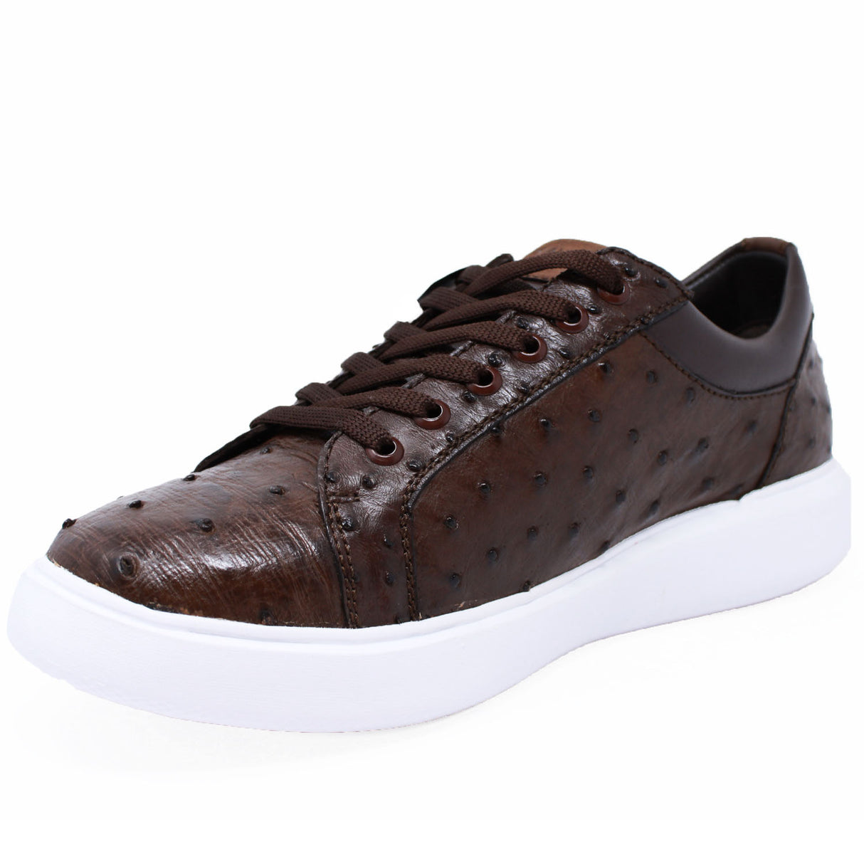Genuine Full Quill Ostrich Skin Sneakers - Brown