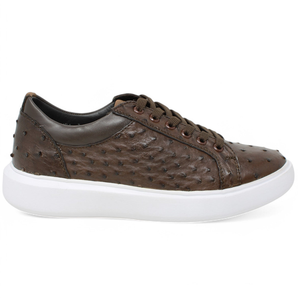 Genuine Full Quill Ostrich Skin Sneakers - Brown