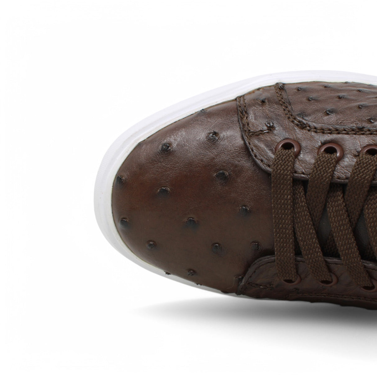 Genuine Full Quill Ostrich Skin Sneakers - Brown