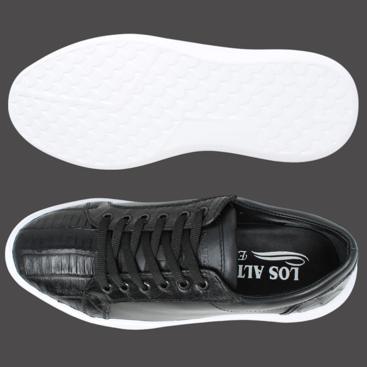 Genuine Full Caiman Belly Skin Sneakers - Black