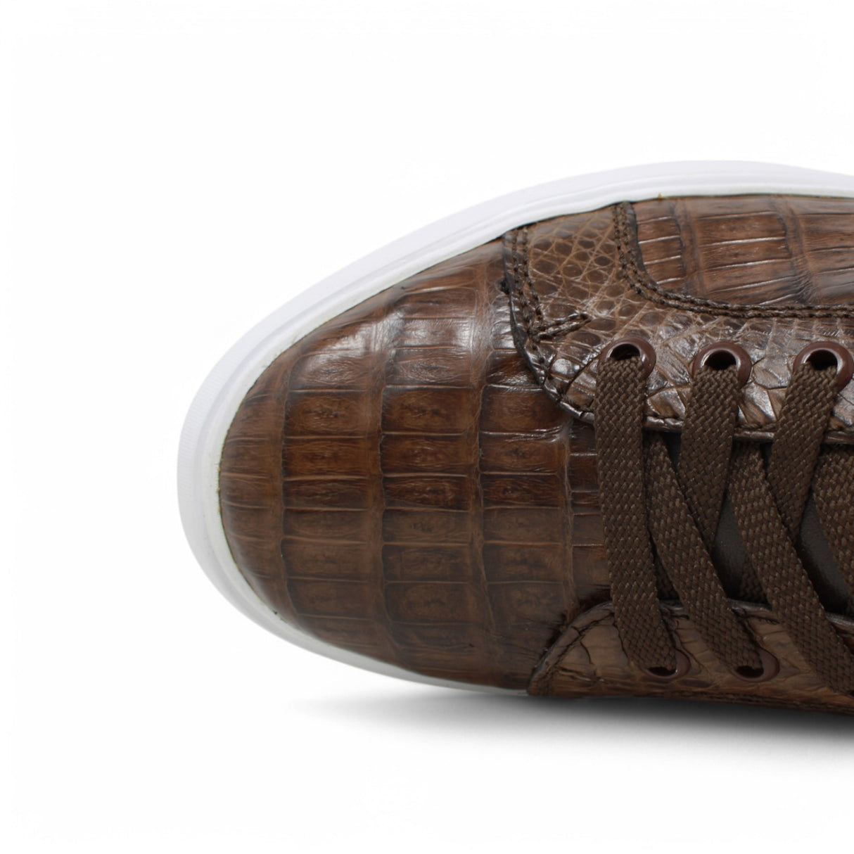 Genuine Full Caiman Belly Skin Sneakers - Brown