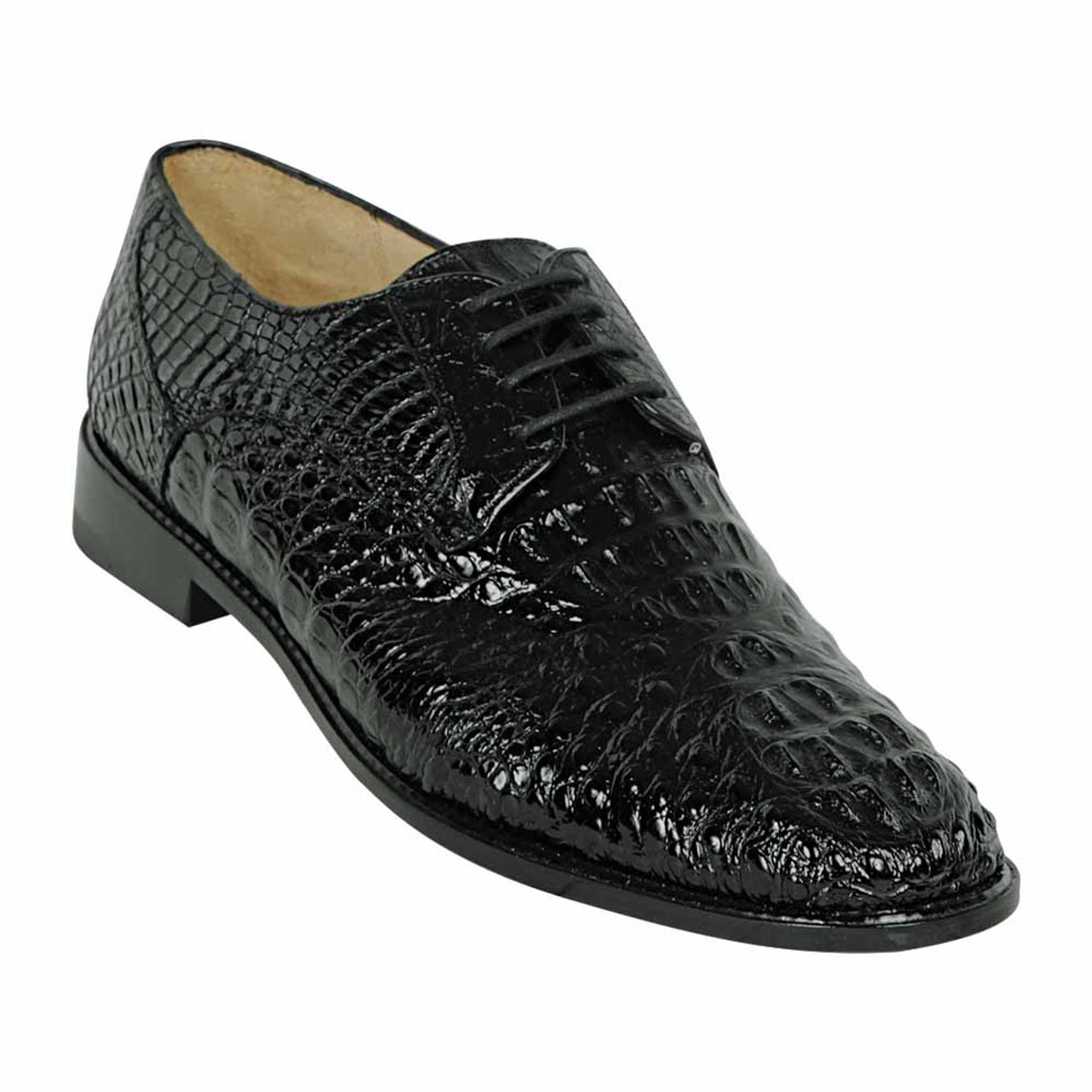 Genuine Caiman Hornback Skin Oxford Dress Shoes - Black