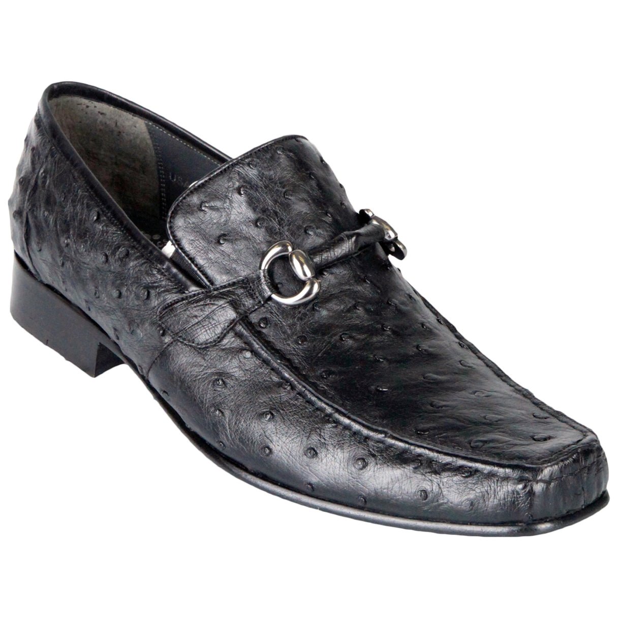 Genuine Full Quill Ostrich Skin Slip-On Loafers - Black