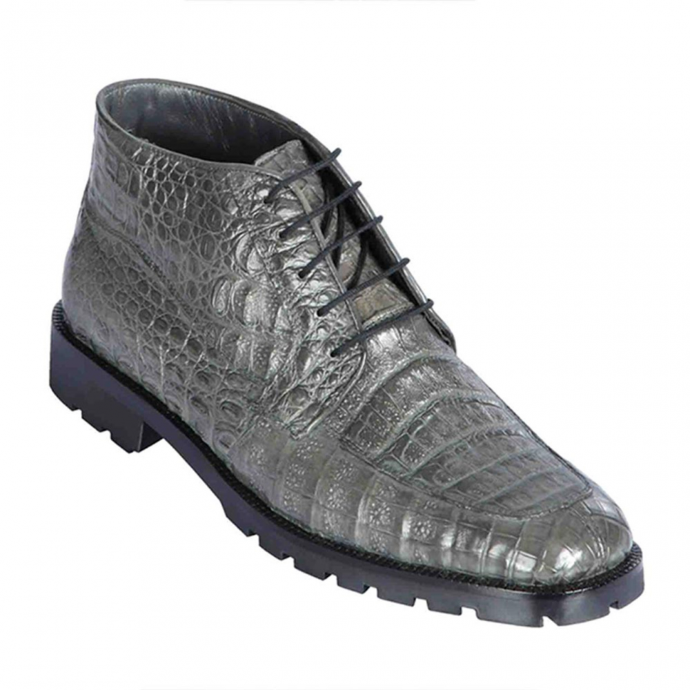 Genuine Caiman Belly Skin High Top Dress Shoes - Grey