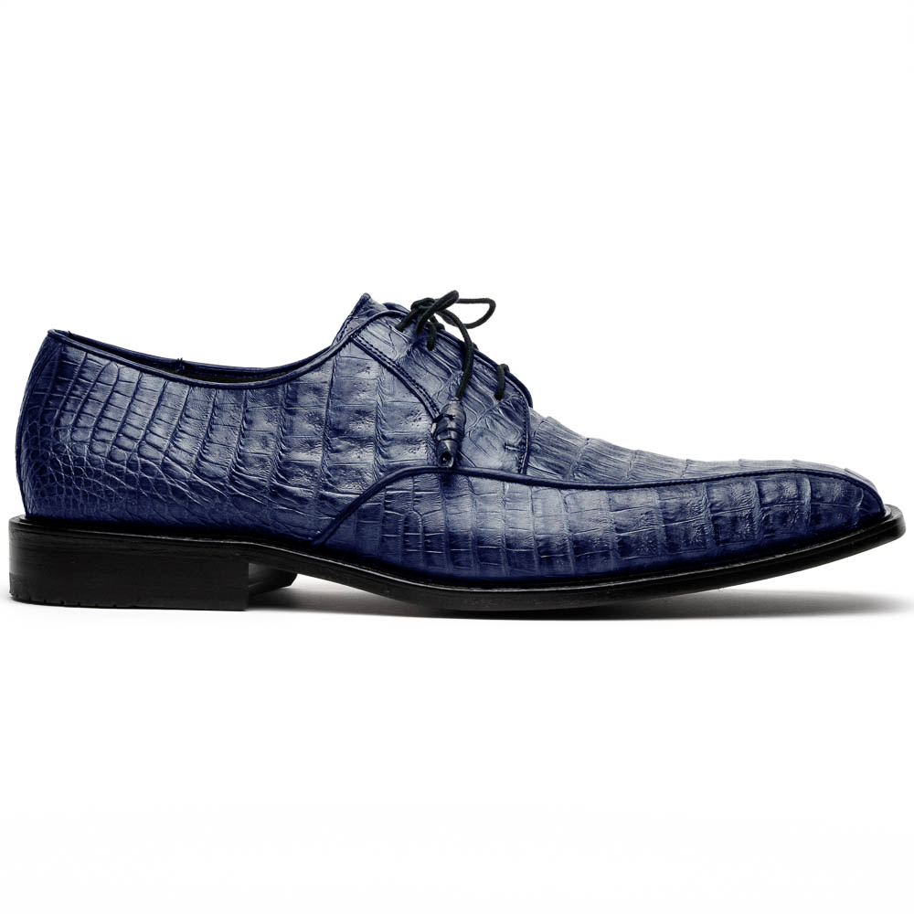Genuine Caiman Belly Skin Oxford Dress Shoes - Navy