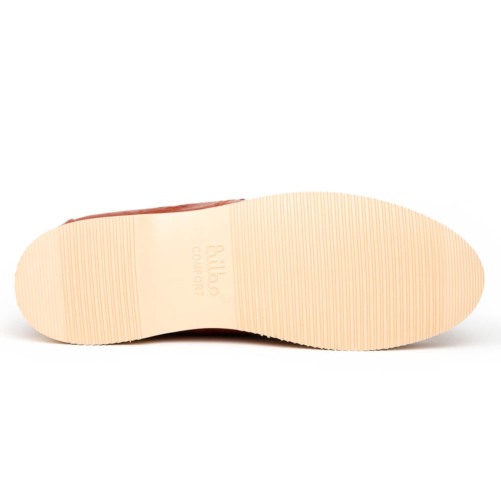 Genuine Full Quill Ostrich Skin High Top Sneakers - Cognac