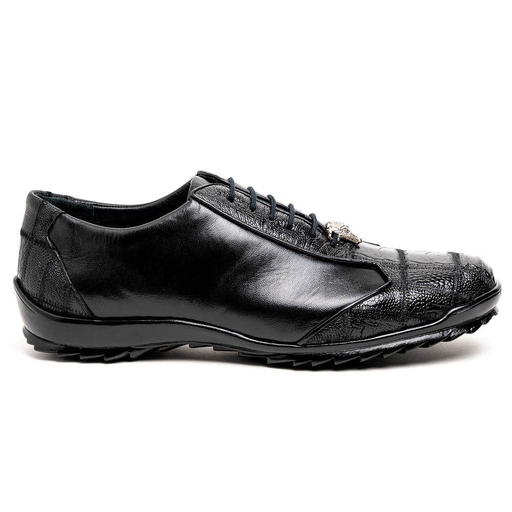 Genuine Ostrich Leg Skin Sneakers - Black