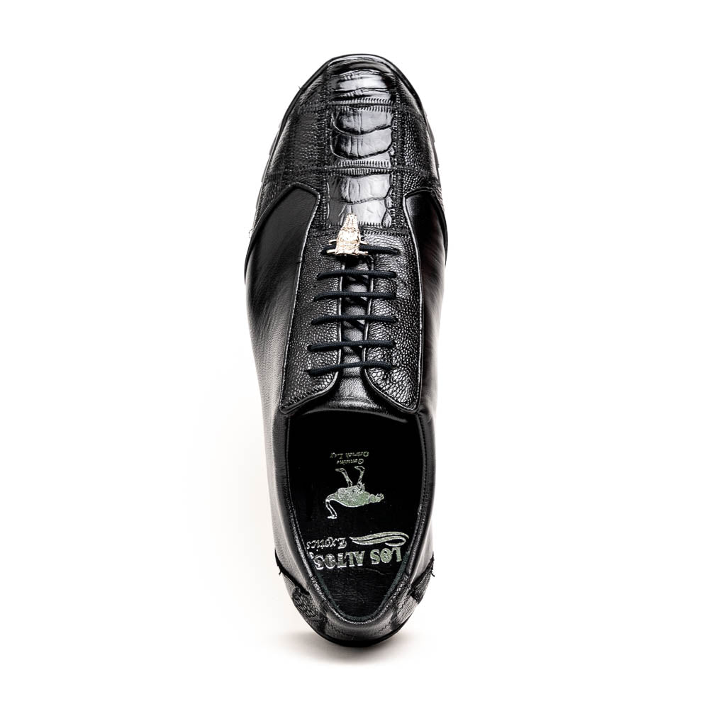 Genuine Ostrich Leg Skin Sneakers - Black