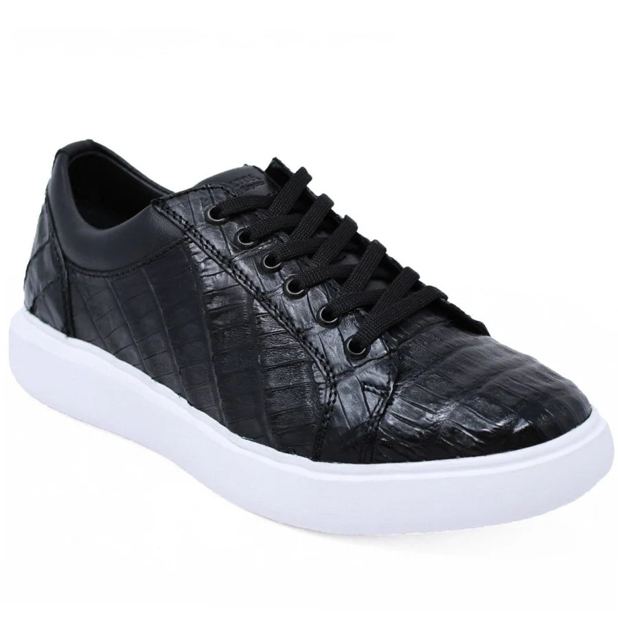 Genuine Full Caiman Belly Skin Sneakers - Black
