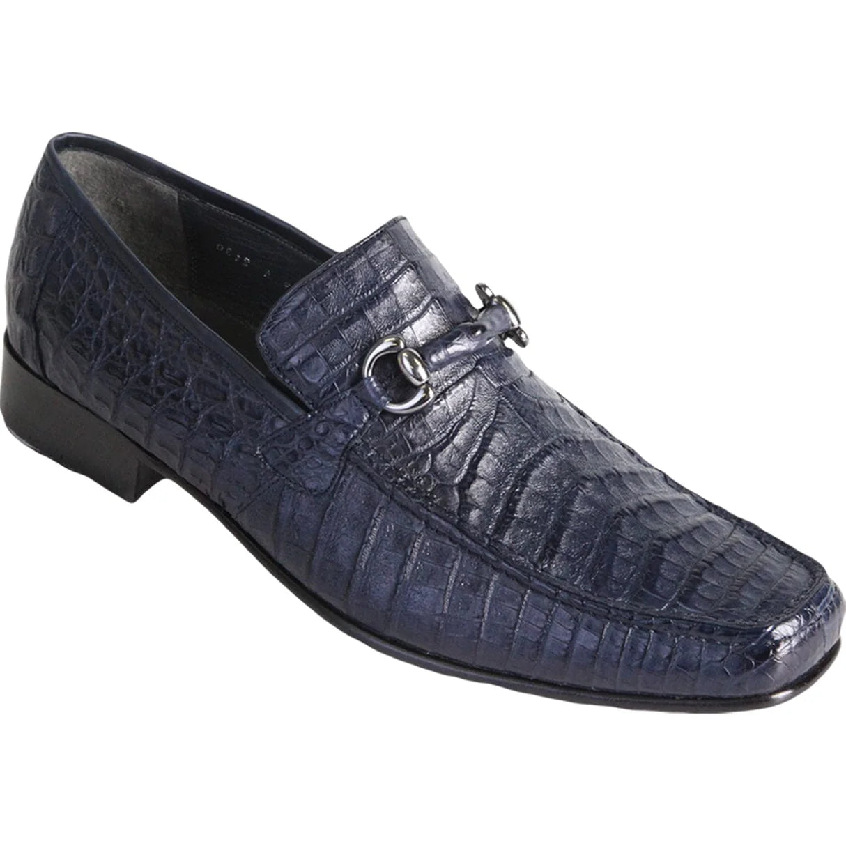 Genuine Caiman Belly Skin Slip-On Loafers - Navy