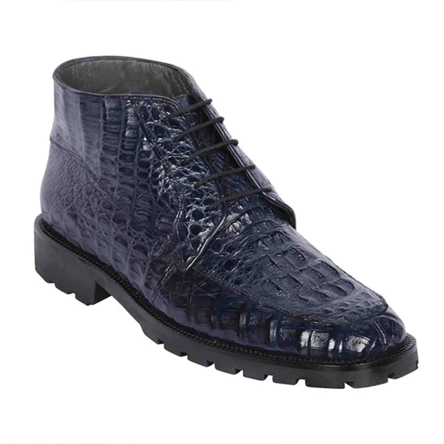 Genuine Caiman Hornback Skin High Top Dress Shoes - Navy