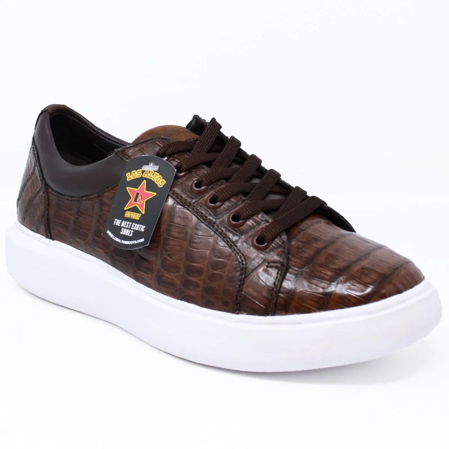 Genuine Full Caiman Belly Skin Sneakers - Brown