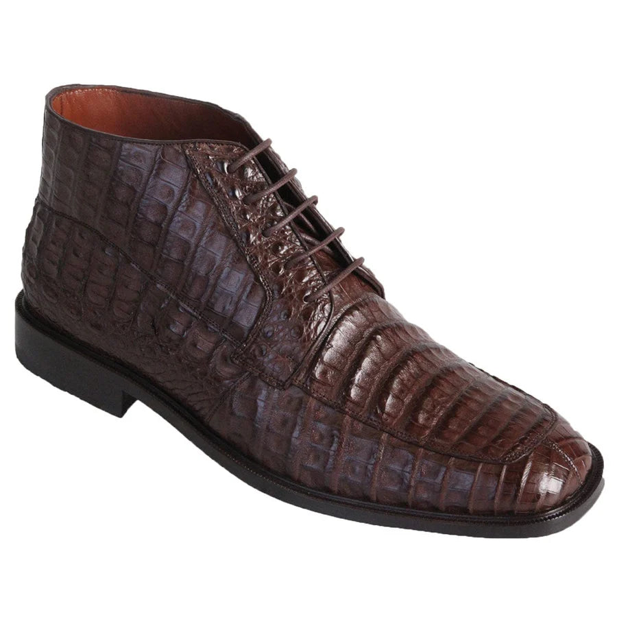 Genuine Caiman Belly Skin High Top Dress Shoes - Brown