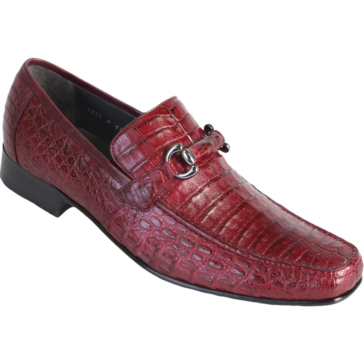 Genuine Caiman Belly Skin Slip-On Loafers - Burgundy