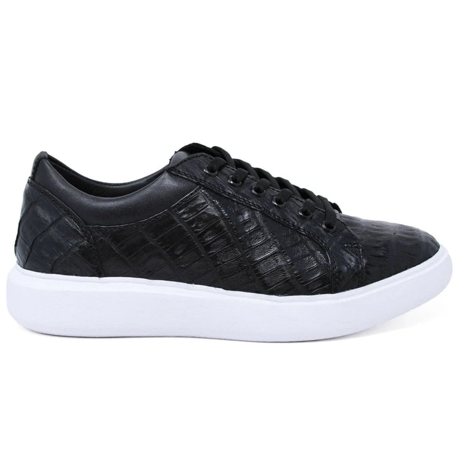 Genuine Full Caiman Belly Skin Sneakers - Black