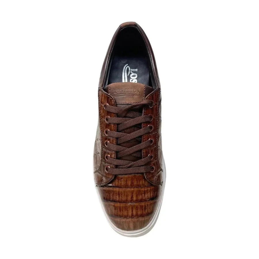 Genuine Full Caiman Belly Skin Sneakers - Brown