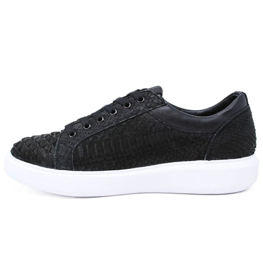 Genuine Full Python Skin Sneakers - Black