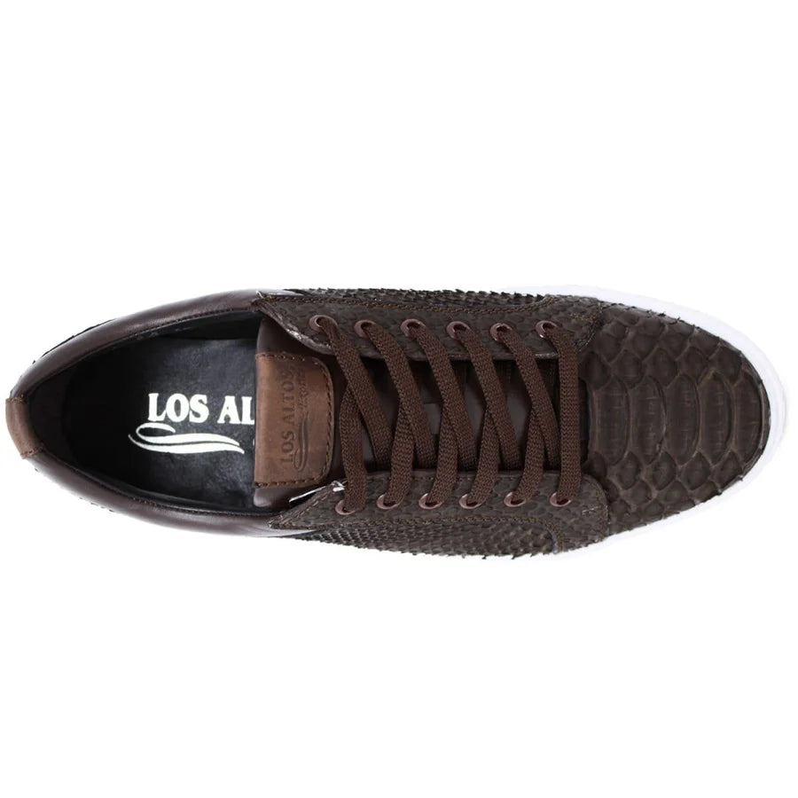 Genuine Full Python Skin Sneakers - Suede Brown