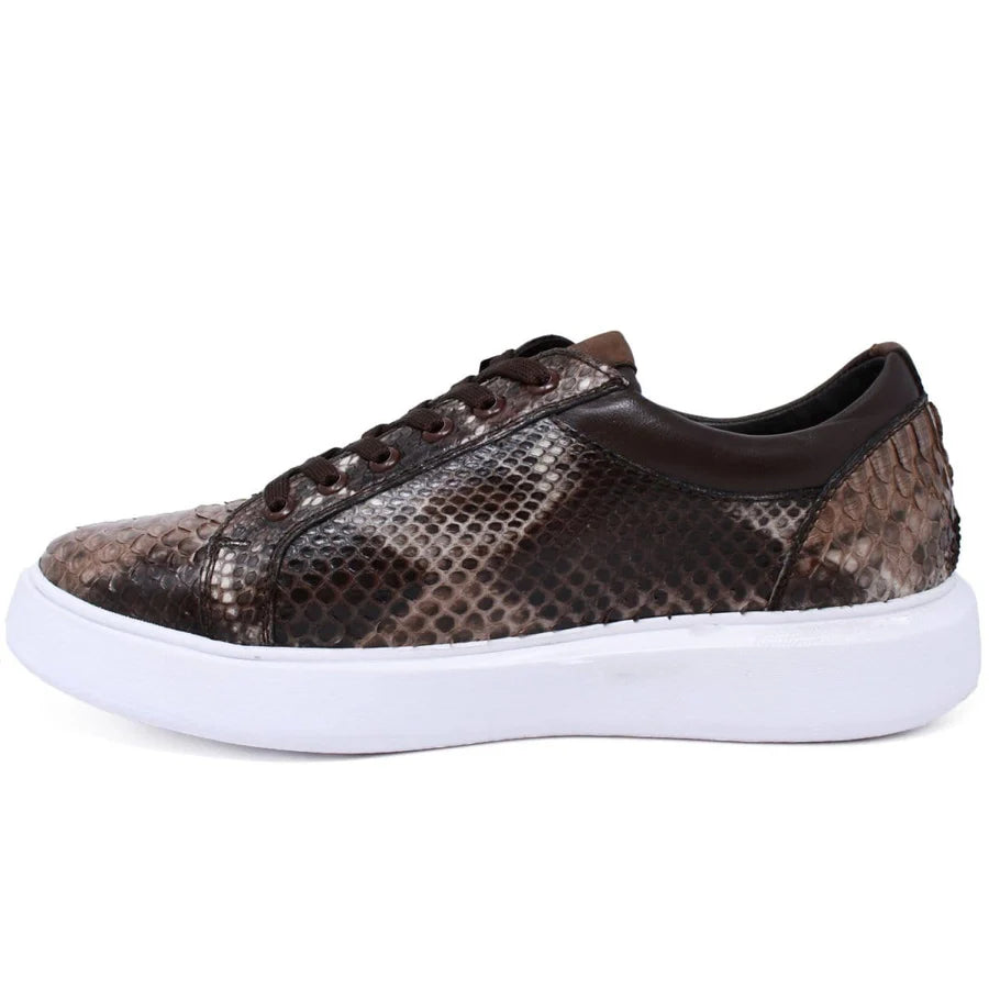 Genuine Full Python Skin Sneakers - Rustic Brown