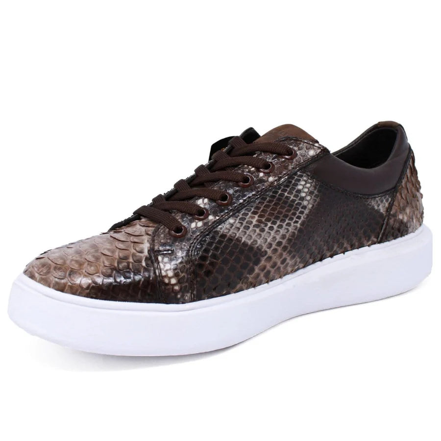 Genuine Full Python Skin Sneakers - Rustic Brown