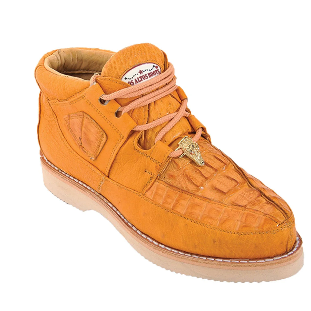 Genuine Caiman Belly & Smooth Ostrich Skin High Top Sneakers - Buttercup