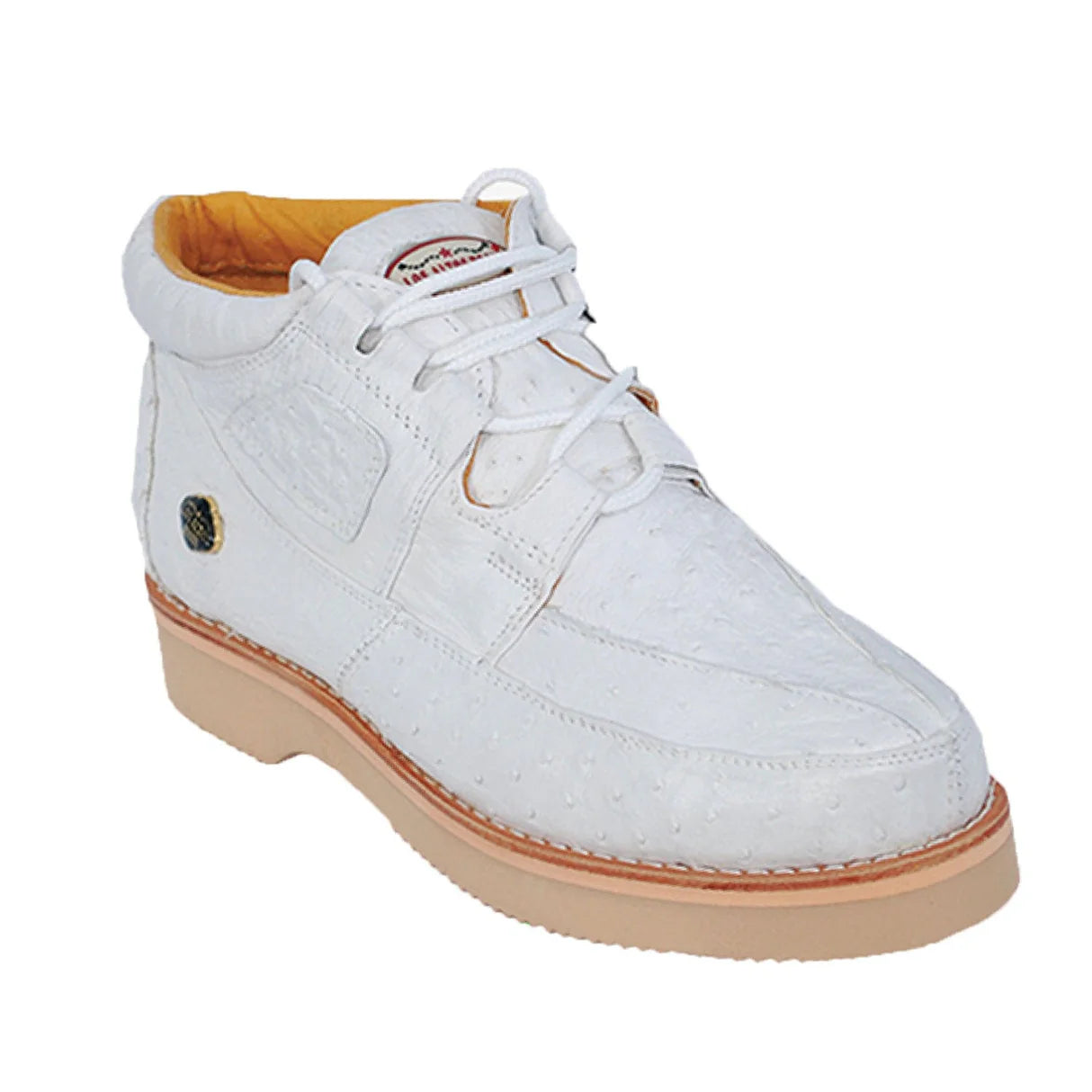 Genuine Full Quill Ostrich Skin High Top Sneakers - White
