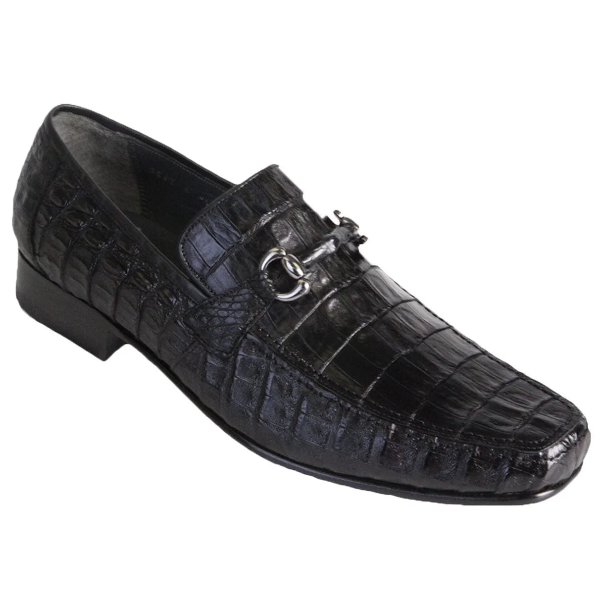 Genuine Caiman Belly Skin Slip-On Loafers - Black