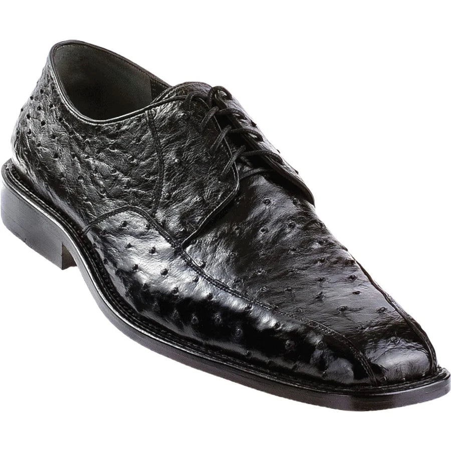 Genuine Full Quill Ostrich Oxford Dress Shoes - Black
